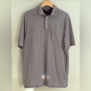 Johnnie O Hangin Out Burgundy & White Striped Men's Polo Shirt
